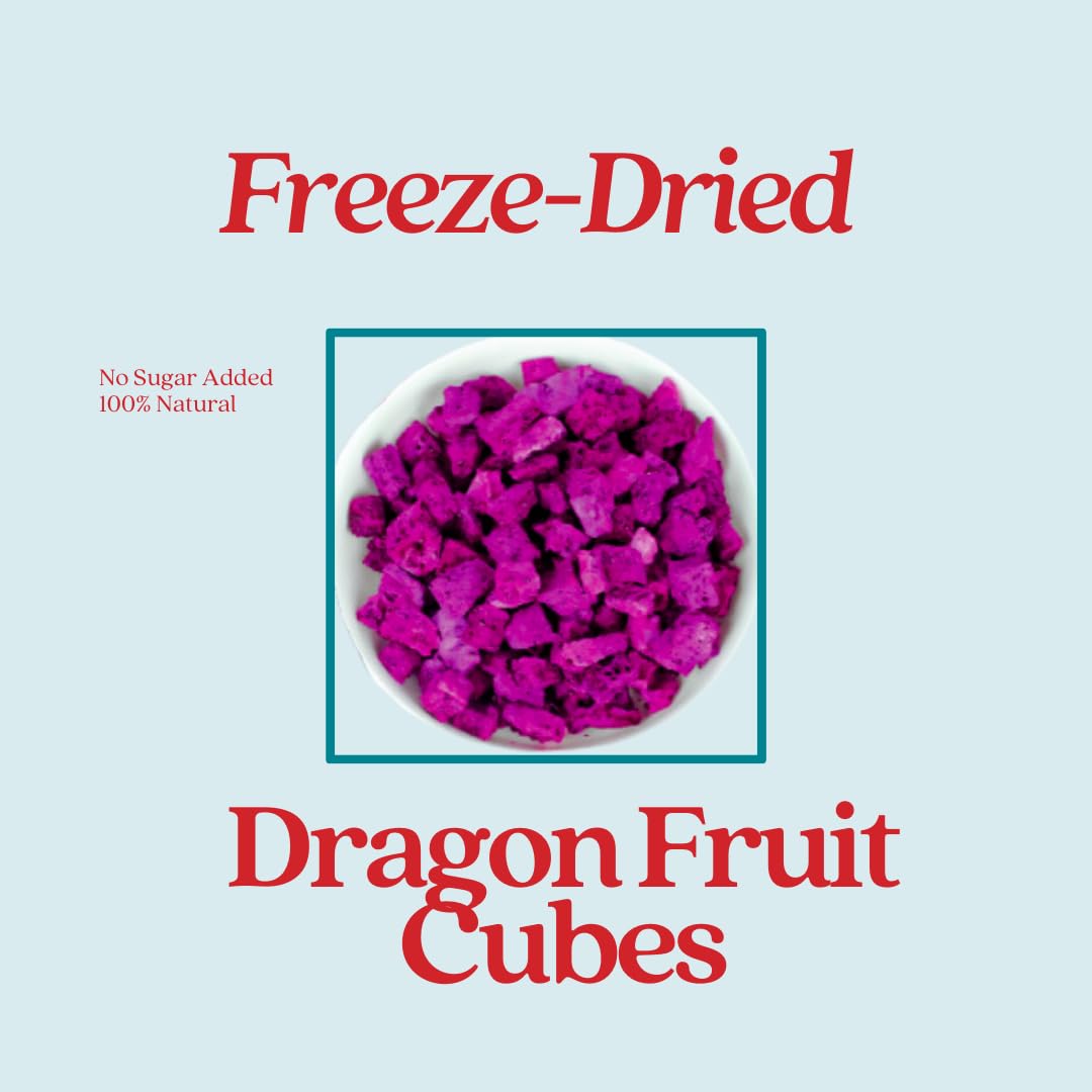 Freeze-Dried Red Dragon Fruit Cubes - 100% Pure, Naturally Sweet & Delicious, No Added Sugar Or Preservatives, Perfect For Snack