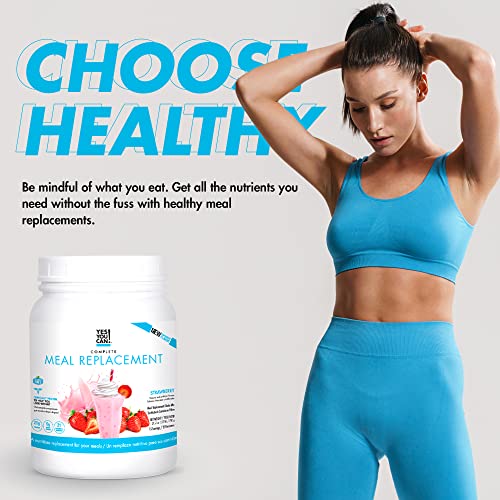 Yes You Can! Meal Replacement Shake, 15 Servings, 20g Protein, 0g Added Sugars, Strawberry Flavor