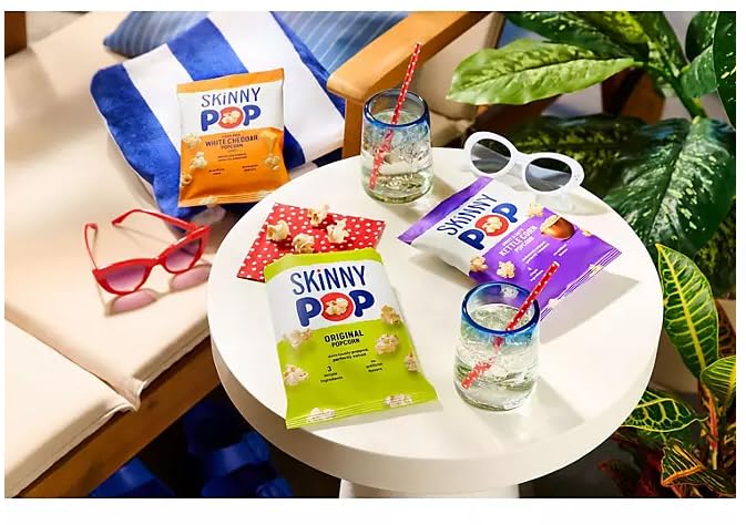 Skinny Real Pop Popcorn Variety Pack - Snack Bags Assortment Care Package - Gift Box (36 Count) Bulk Bag