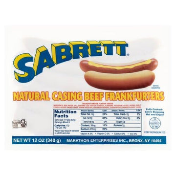 Sabrett Natural Casing Beef Frankfurters 12 oz - Pack of 3