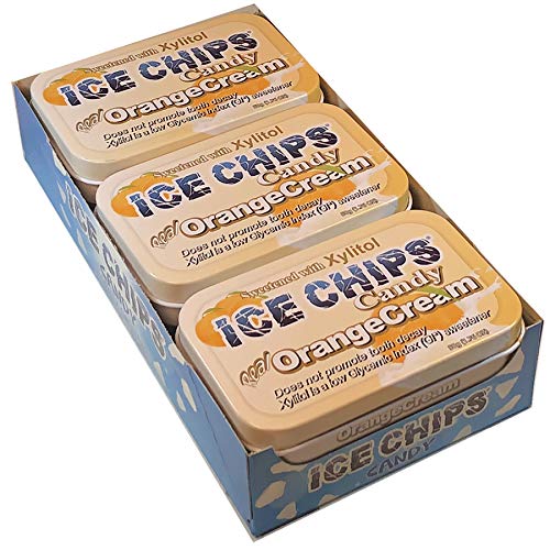 ICE CHIPS Xylitol Candy Tins (Orange Cream, 6 Pack) - Includes BAND as shown