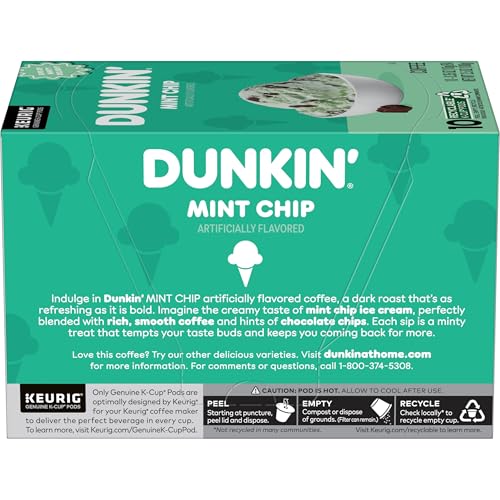 Dunkin Mint Chip Artificially Flavored Coffee, Keurig K-Cup Pods, 10 Count Box