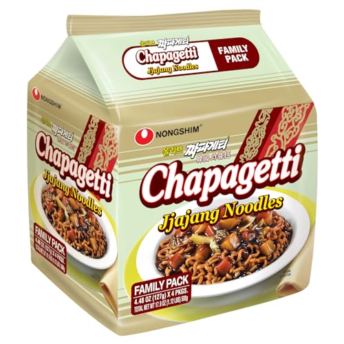 Nongshim Chapagetti 1 pack, Savory Jajang Noodles, Dried Vegetable Flakes, Ramyun Noodles with Sauce Mix