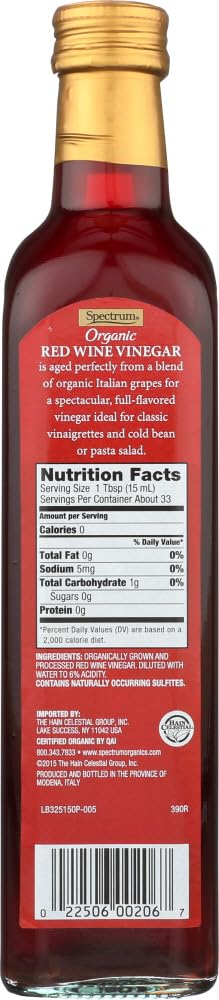 Spectrum Naturals Vinegar Red Wine Org, 16.9 Oz, Pk- 6