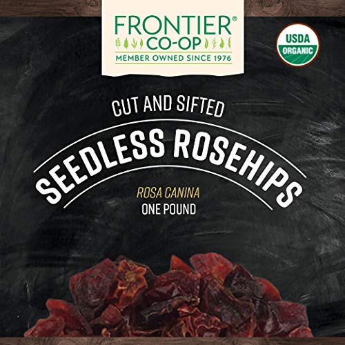 Frontier Co-op Organic Cut & Sifted Seedless Rosehips, 2 lbs | Dried Rose Hips for Tea, Powder, Oil | Bulk Wholesale in Two 16-oz Bags