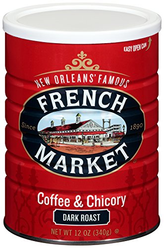 French Market Coffee, Coffee & Chicory, Dark Roast Ground Coffee, 12-Ounce Metal Can