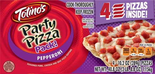 TotinoS Party Pizza, Pepperoni, Frozen Snacks, 4 Ct, 40.8 Oz