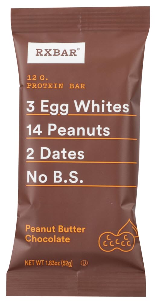 Rxbar Real Food Protein Bar, Peanut Butter Chocolate, Gluten Free, 1.83Oz Bars, 4Count(Pack Of 1)