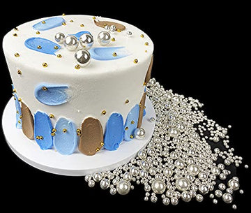 Edible Pearl Sugar Sprinkles Silver Candy 120G/ 4.2Oz Mixing Size Baking Cake Decorations Cupcake Toppers Cookie Decorating Ice
