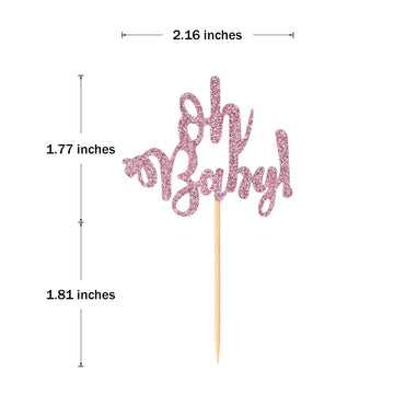 Donoter 48 Pcs Pink Glitter Oh Baby Cupcake Topper Picks For Baby Shower Gender Reveal Party Cake Decorations