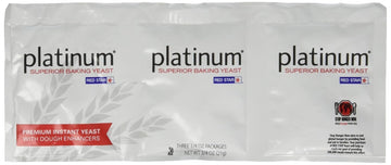 Red Star Platinum Premium Instant Yeast with Dough Enhancers - Three 1/4 oz Packages per Sleeve (Two Sleeves for Total of 6 pkgs