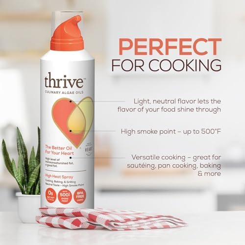 Thrive Cooking Spray - Everyday Algae Oil Culinary Blend High Heat Spray, Heart And Health-Conscious, Rich In Omega-9 Monounsatu