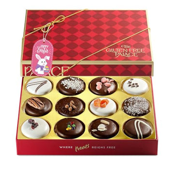 Gluten Free Palace Chocolate Covered Cookie Gift Basket – Mishloach Manot Kosher – Easter Treats For Family – Gluten Free Chocolate Gift Box - Birthday, Anniversary, Thank You & Sympathy (12 Count)