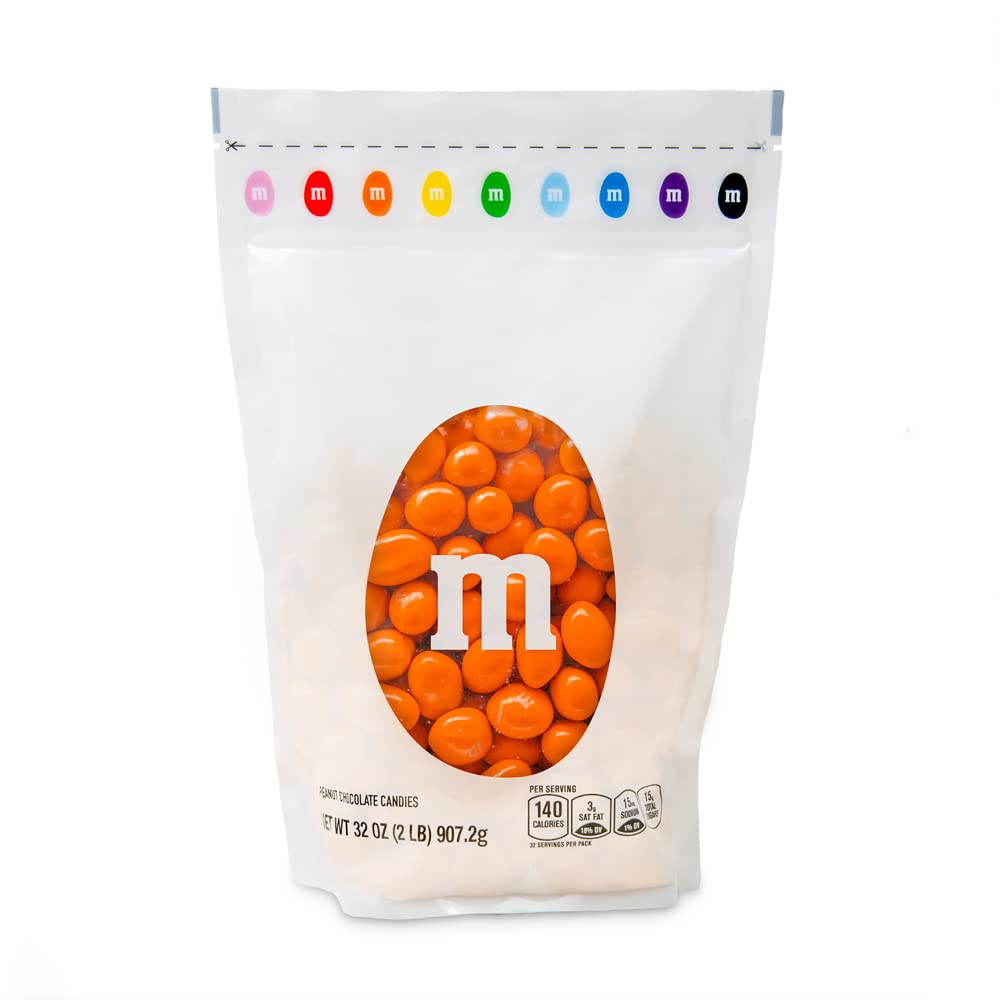 M&Ms Peanut Orange Chocolate Candy - 2Lbs Of Bulk Candy In Resealable Pack For Candy Buffet, Birthday Parties, Theme Meetings, C