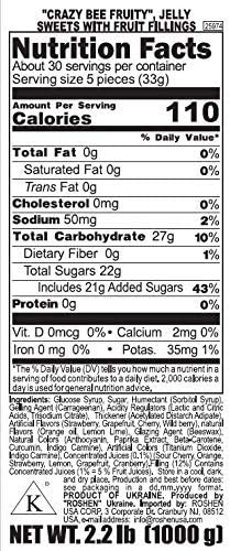 Roshen Crazy Bee Jelly Candy With Fruity Filling, Made With 6 Fruit Juices, Kosher, Halal 2.2Lb/1Kg