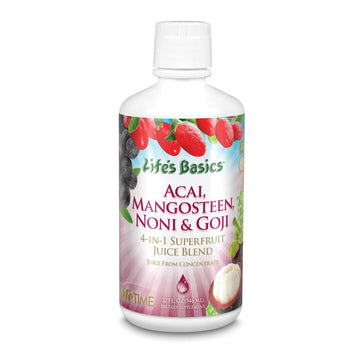 Lifetime Acai, Mangosteen, Noni & Goji Superfruit Juice Blend | Dynamic Antioxidant, No Gluten | For Healthy Circulation & Immun