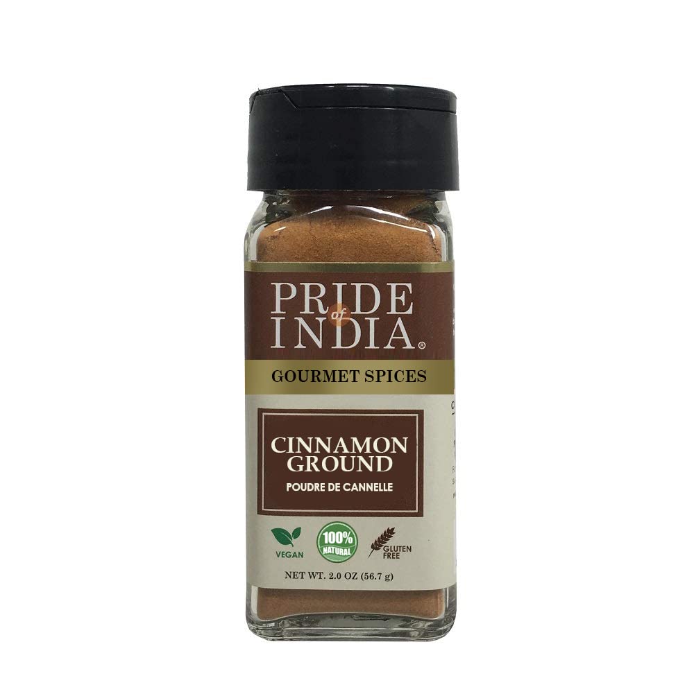 Pride Of India Natural Cinnamon Ground Spice - Gourmet - 2 oz Sifter Bottle - Gluten Free - Easy to Use