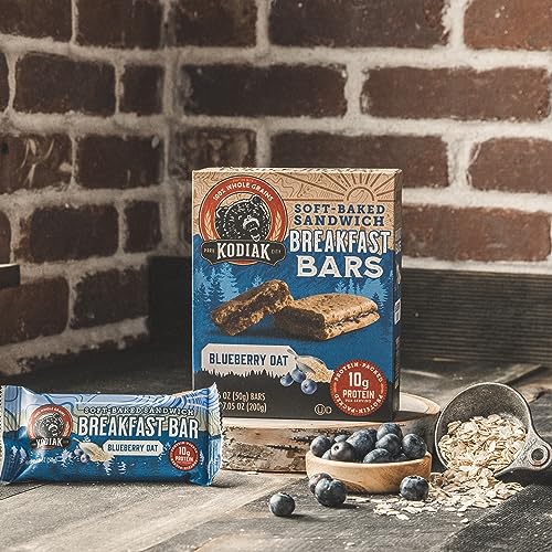 Kodiak Cakes Soft Baked Sandwich Breakfast Bar, Blueberry Oat, High Protein, 100% Whole Grains, 12 boxes with 4 bars each (48 ba