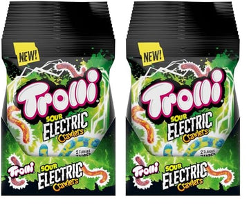 Trolli Electric Crawlers, Sour Gummy Candy, 4.25 Ounce Bags (Pack Of 24)