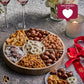 KREMERY Creamy Chocolate Cravings - Valentines Day Chocolate Covered Pretzels & Nuts Gift Basket, in Reusable Round Wooden Tray