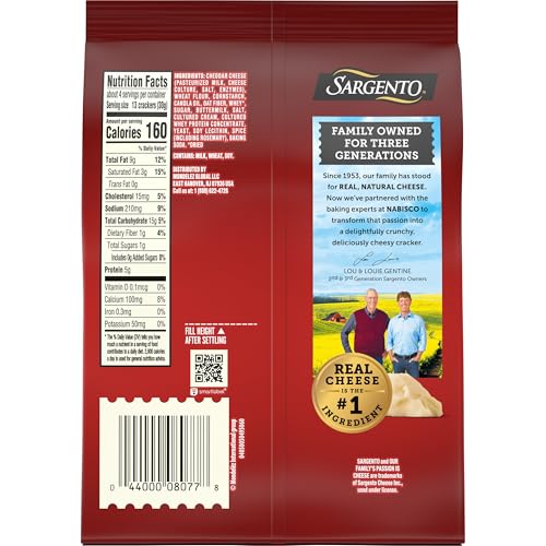 Sargento Cheese Bakes Aged White Cheddar and Rosemary Crackers, Cheese Crackers, Lunch Snacks, 4.5 oz
