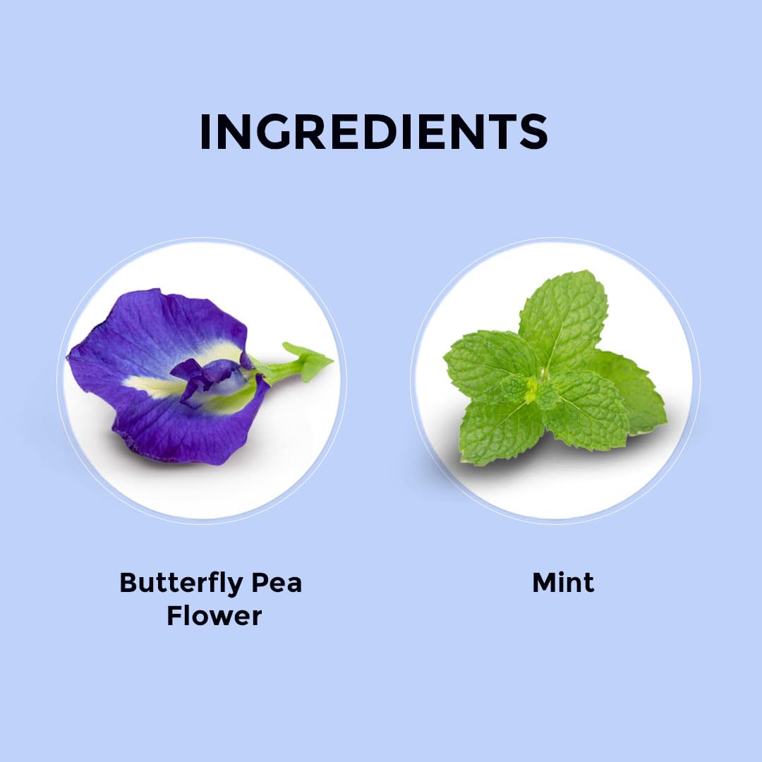 BLUE TEA Butterfly Pea Mint Herbal Tea - Caffeine-free, Non-GMO, Vegan - 15 Tea Bags - Eco-Conscious Tin Pack