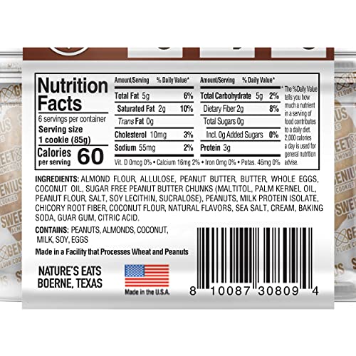 Almond Flour Cookies Peanut Butter, 6 Count (Pack Of 1)