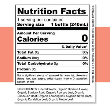 TEAONIC Herbal Detox Tea with Hibiscus & Lemongrass, Sugar-Free, Caffeine-Free, 8 Fl Oz (Pack of 12)