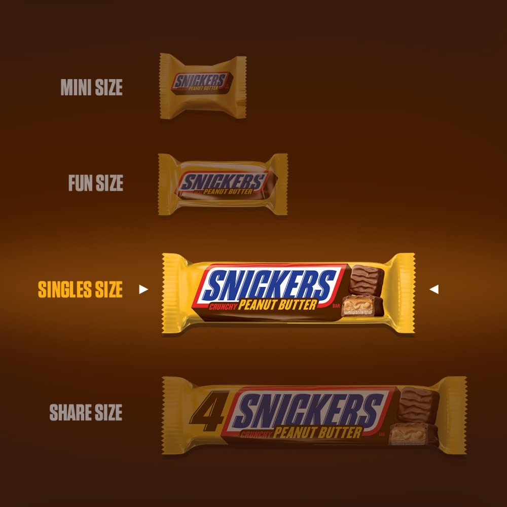 Snickers Peanut Butter Squared Singles Size Chocolate Candy Bars 1.78-Ounce Bar 18-Count Box, Multi