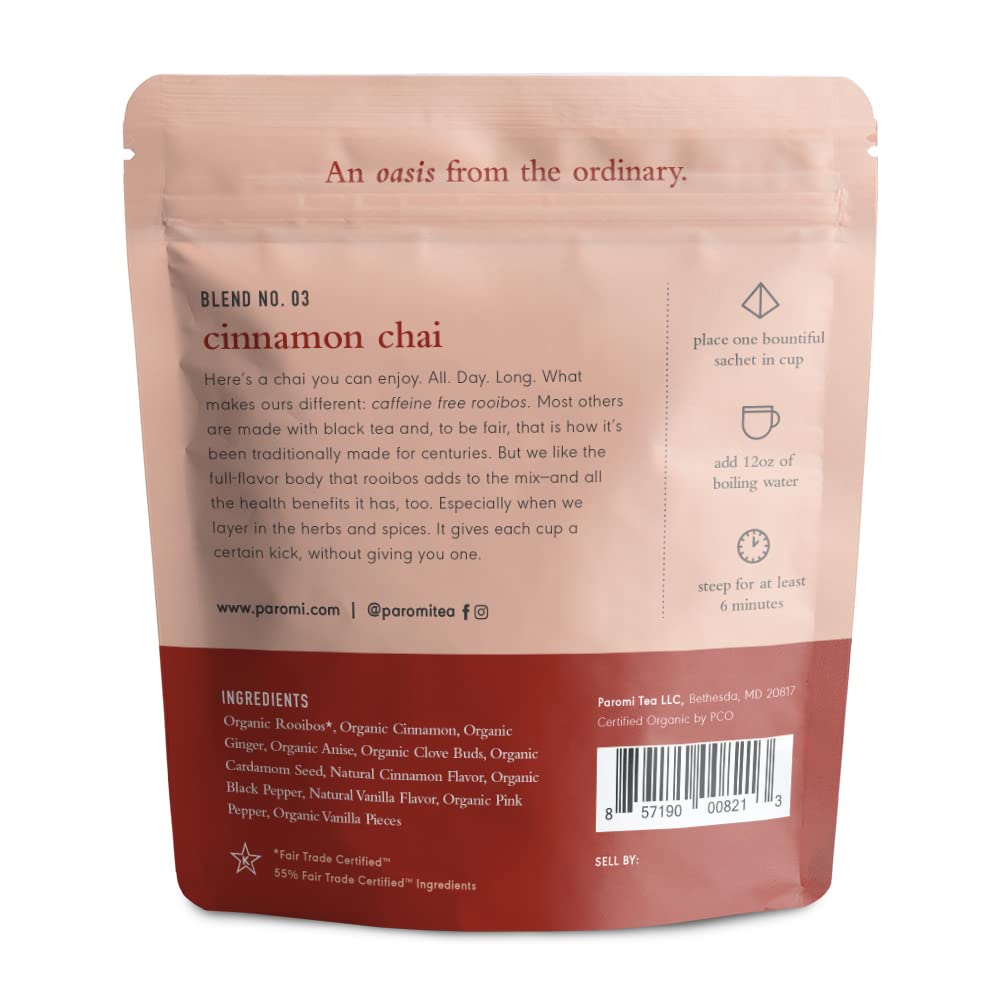 Paromi Cinnamon Chai Rooibos, Resealablepouch, 15 Count