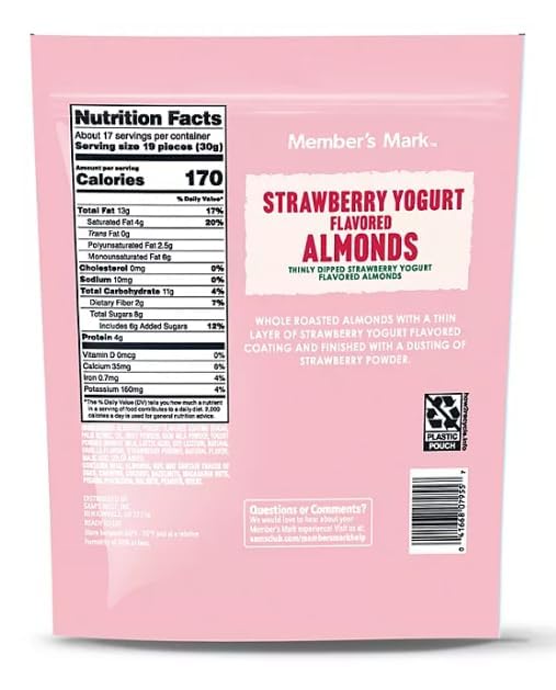 Generic Members Mark Strawberry Yogurt Coated Almonds, 17.5 Oz - Pack Of 1