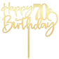 Happy 70Th Birthday Cake Topper,Mirrored Gold Acrylic Durable Cake Topper,70Th Birthday Party Cake Decorations,Hello 70Th Years