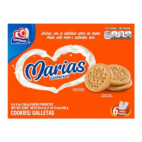 Gamesa Marias Cookies 4.9oz Sleeves, 29.6oz Total (Pack of 6) (Packaging May Vary)