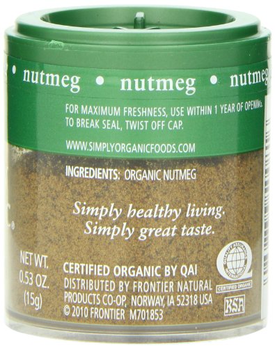 Simply Organic Nutmeg Ground Organic, Mini Spice, 0.53 Ounce (Pack Of 6)