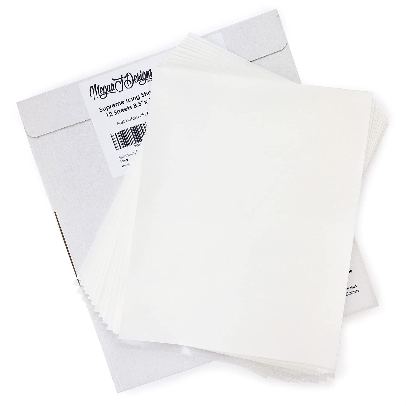 Supreme Icing Sheets 12 Pack enhanced Flexible White Frosting Edible Printer Paper Cake Decorating 8.5  x 11  by MeganJDesigns
