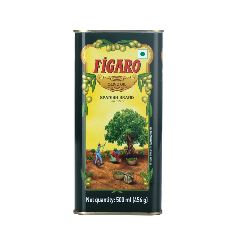 Figaro Olive Oil- Pure Olive Oil- Ideal for Indian Dishes- Imported from Spain- 500ml Tin