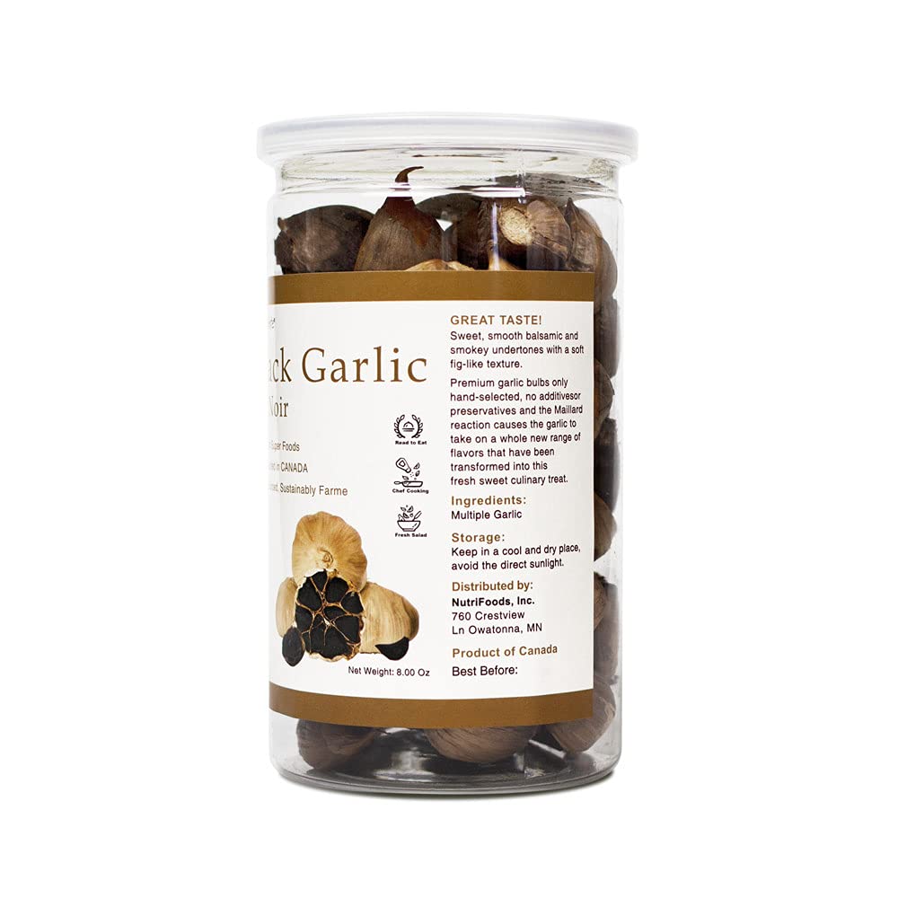 Orgnisulmte Canada Black Garlic Fermented For 90 Days 100% Natural Multi Clove Garlic Hand Selected In Canada,Ready To Eat 8 Oz