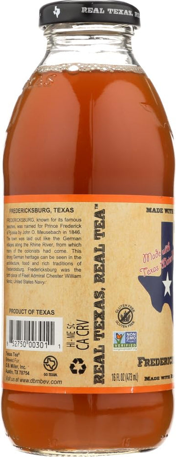 Texas Tea Fredericksburg Peach Tea, 16 Fl Oz, Pack of 12 - Refreshing Southern Flavor in Convenient Bottles