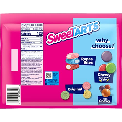 SweeTARTS Soft & Chewy Ropes Candy, Tangy Strawberry Flavor, 9 Ounce Pouch (Pack of 4)