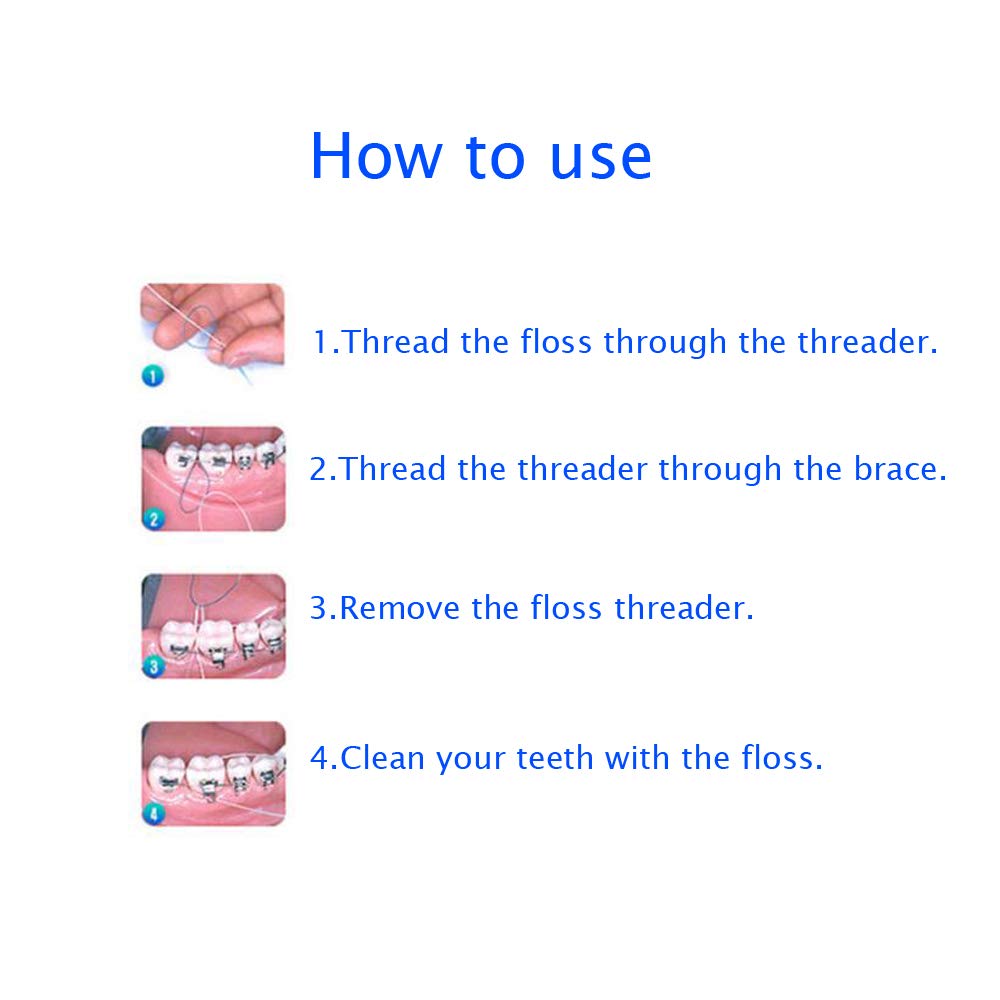Easyhonor Dental Floss Threaders For Braces, Bridges, And Implants ,Green, 300 Count (6 Pack)