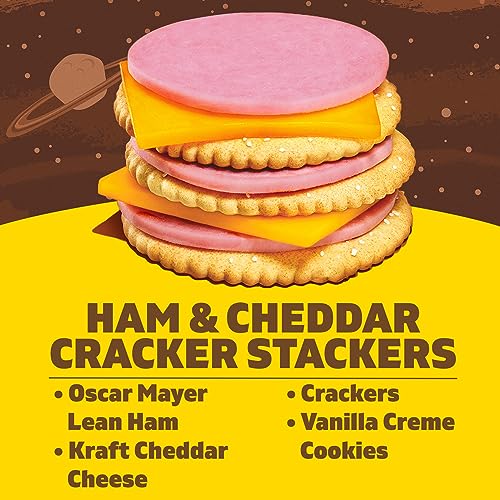 Lunchables Ham & Cheddar Cheese Cracker Stackers Kid Lunch Snack, 3.5 Oz Tray