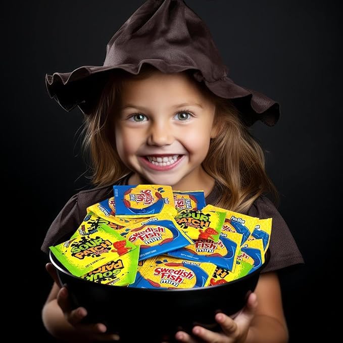 Christmas Bulk Candy Of 5 lb of Sours Patch For Kids And Swedish Fish Mini Soft And Chewy Candy Variety Snack Bulk Order. Indivi
