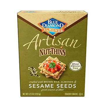 Blue Diamond Almond Artisan Nut Thins Cracker Crisps, Sesame Seeds, 4.25 Ounce