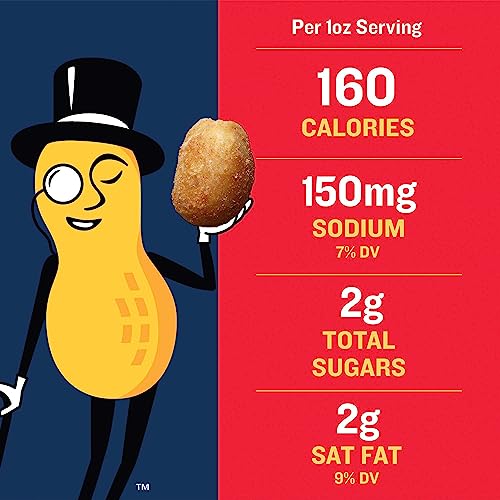 PLANTERS Dry Roasted Peanuts, 34.5 oz Resealable Plastic Jars (Pack of 6) - Peanuts with Sea Salt - Peanut Snacks - Shareable Sn