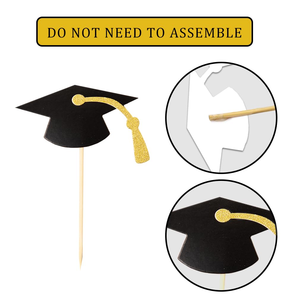 Class Of 2024 Glitter Graduation Cupcake Topper, Food/Appetizer Picks For Graduation Party (Graduation 01)