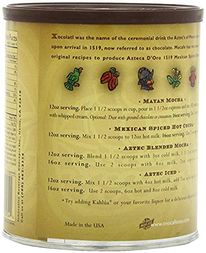 MOCAFÉ Mocafe Mexican Spiced Ground Chocolate Mix, 14 oz Can, Azteca D’oro 1519 Cocoa Powder for Rich Flavor and Authentic Taste