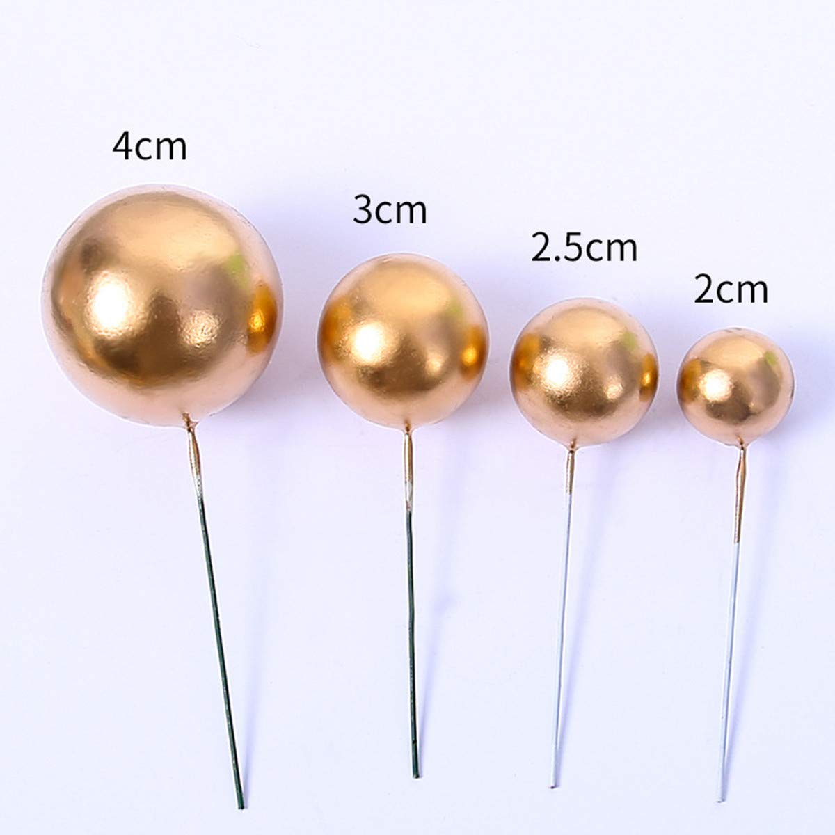 DISIWENE Mini Balloon Cake Toppers 25 PCS Gold Foam Decorations for Birthday, Wedding, Anniversary, Valentines Party