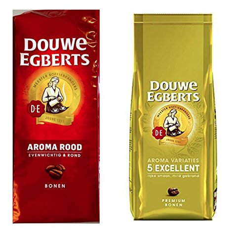 Douwe Egberts Aroma Rood & Excellent Aroma Whole Bean Coffee (1 Of Each 17.6Oz)