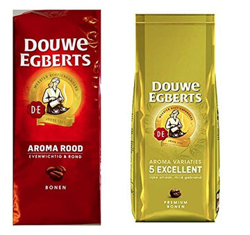 Douwe Egberts Aroma Rood & Excellent Aroma Whole Bean Coffee (1 Of Each 17.6Oz)