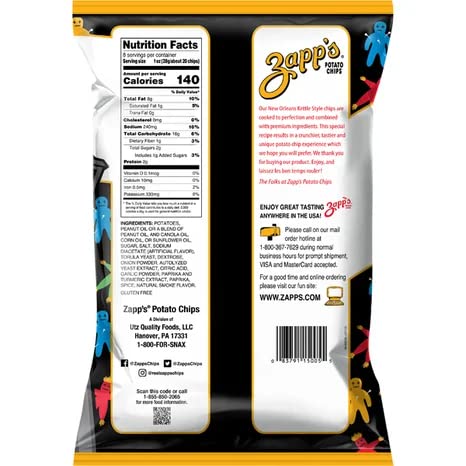 Zapp'S New Orleans Kettle Style Voodoo Potato Chips 8 Oz. Party Size Bag (3 Bags)